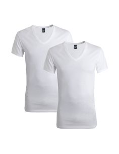 Alan Red Deep V-shirt Dean 2-pack wit