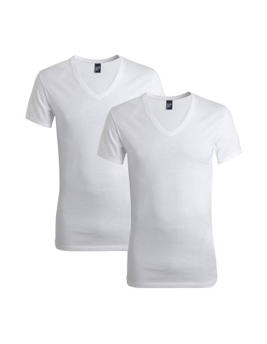 Alan Red Deep V-shirt Dean 2-pack wit