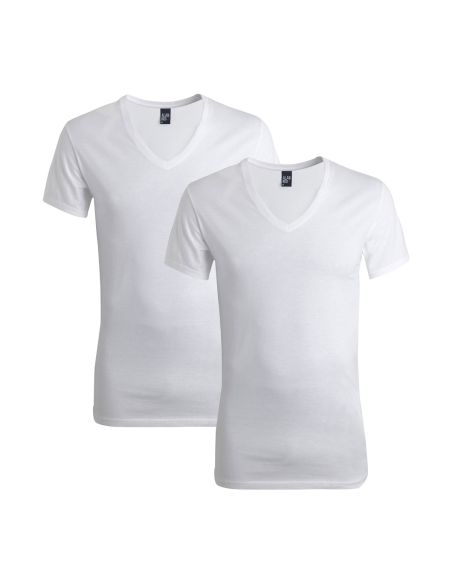 Alan Red Deep V-shirt Dean 2-pack wit