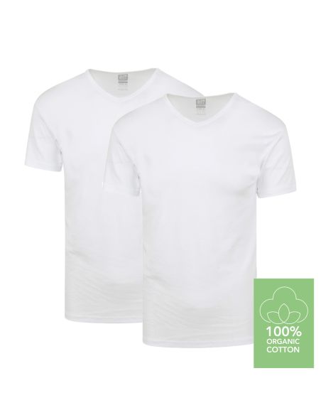 Alan Red V-Shirt Organic Vancouver 2Pack Wit