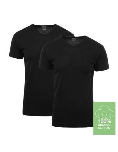Alan Red V-Shirt Organic Vancouver 2Pack Zwart