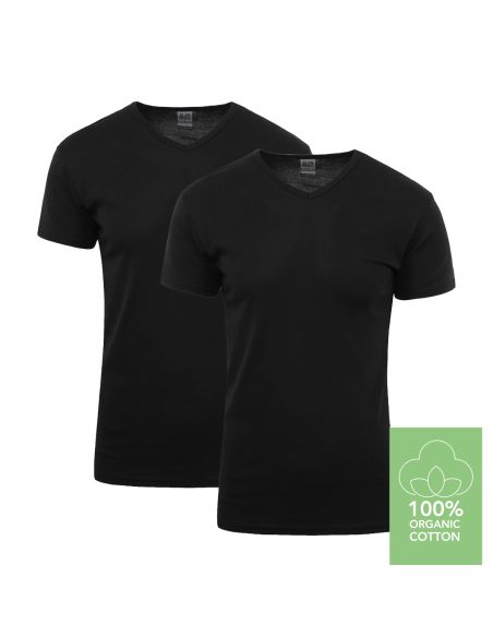 Alan Red V-Shirt Organic Vancouver 2Pack Zwart