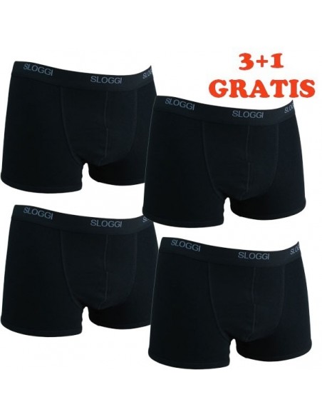 Sloggi Men Basic Short Zwart 4Pack, 3+1 gratis