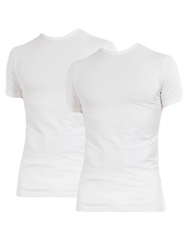Claesens slim fit t-shirt 2 pack short sleeve white 95% katoen 5% elastaan