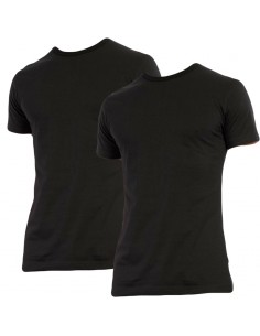 Claesens slim fit t-shirt 2 pack short sleeve black 95% katoen 5% elastaan