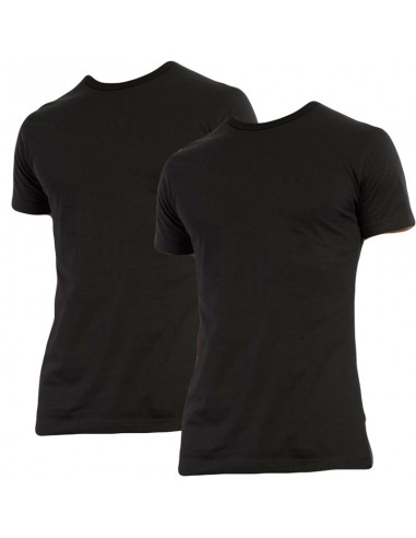 Claesens slim fit t-shirt 2 pack short sleeve black 95% katoen 5% elastaan