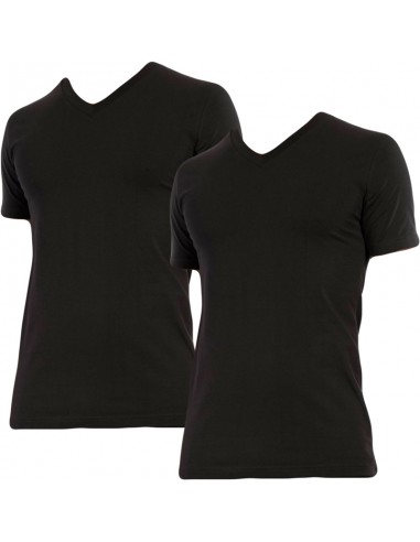 Claesens slim fit t-shirt v-hals 2 pack short sleeve black 95% katoen 5% elastaan