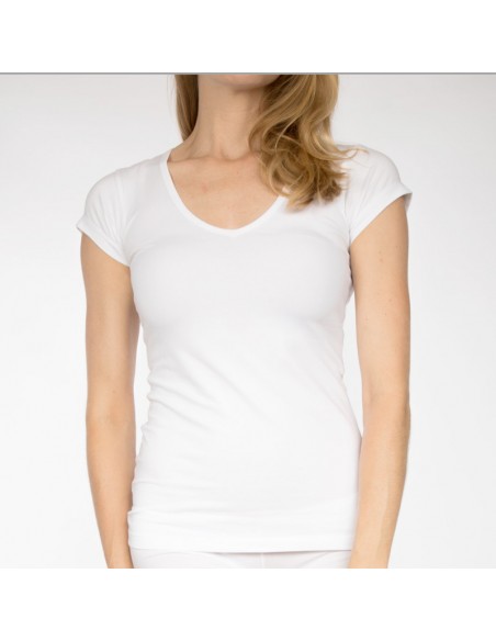 Claesens Dames T-Shirt Wit v-hals