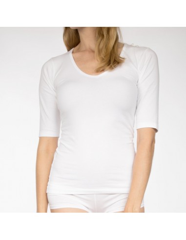 Claesens Dames V-Shirt Wit V-Hals 3/4