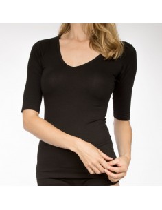 Claesens Dames T-Shirt Zwart v-hals 3/4 mouw 2