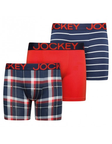 Jockey Boxershorts Cotton Stretch Boxer Trunk 3Pack Dark Iris Red Blue