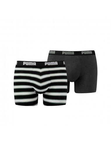Puma Boxershort 2 pack Retro Stripes Green Black