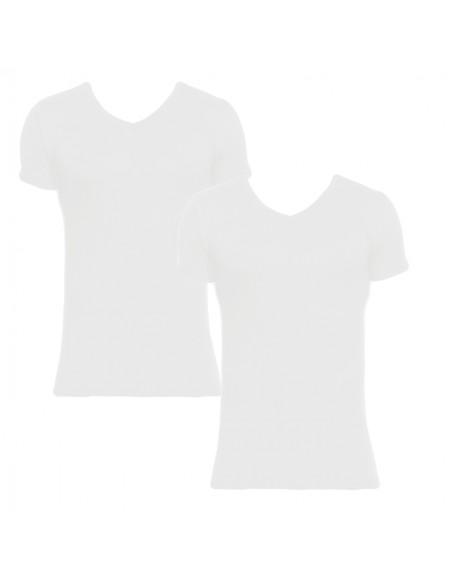 STORMEN Bamboe V-Shirt White 2Pack