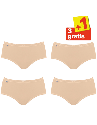 Sloggi Basic Midi Slip 4 pack Huid 3+1 Gratis