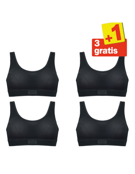 Sloggi Double Comfort Top 4 pack Zwart 3+1 Gratis