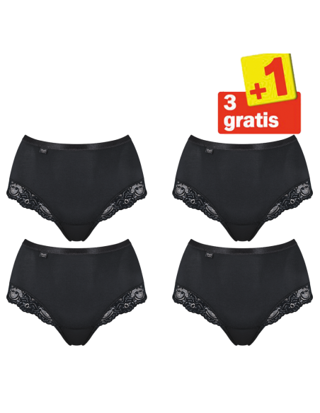 Sloggi Romance Maxi Slip 4 pack Zwart 3+1 Gratis