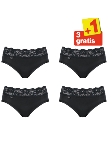 Sloggi Romance Midi Slip 4 pack Zwart 3+1 Gratis