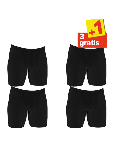 Sloggi Men basic Long Boxershort 4 pack Zwart 3+1 Gratis