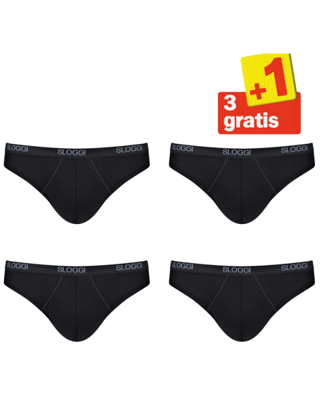 Sloggi Men Mini Zwart 4Pack, gratis