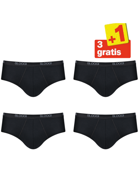 Sloggi Men Basic Midi Zwart 4Pack, 3+1 gratis