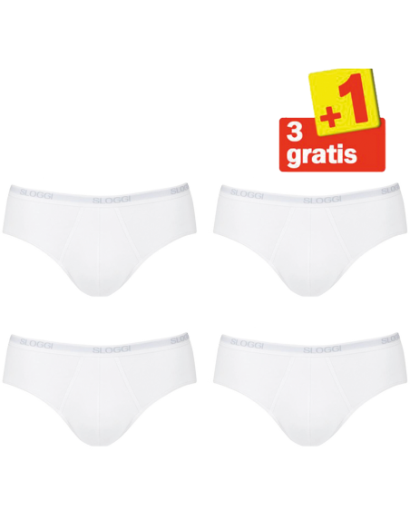 Sloggi Men Basic Midi Wit 4Pack, 3+1 gratis