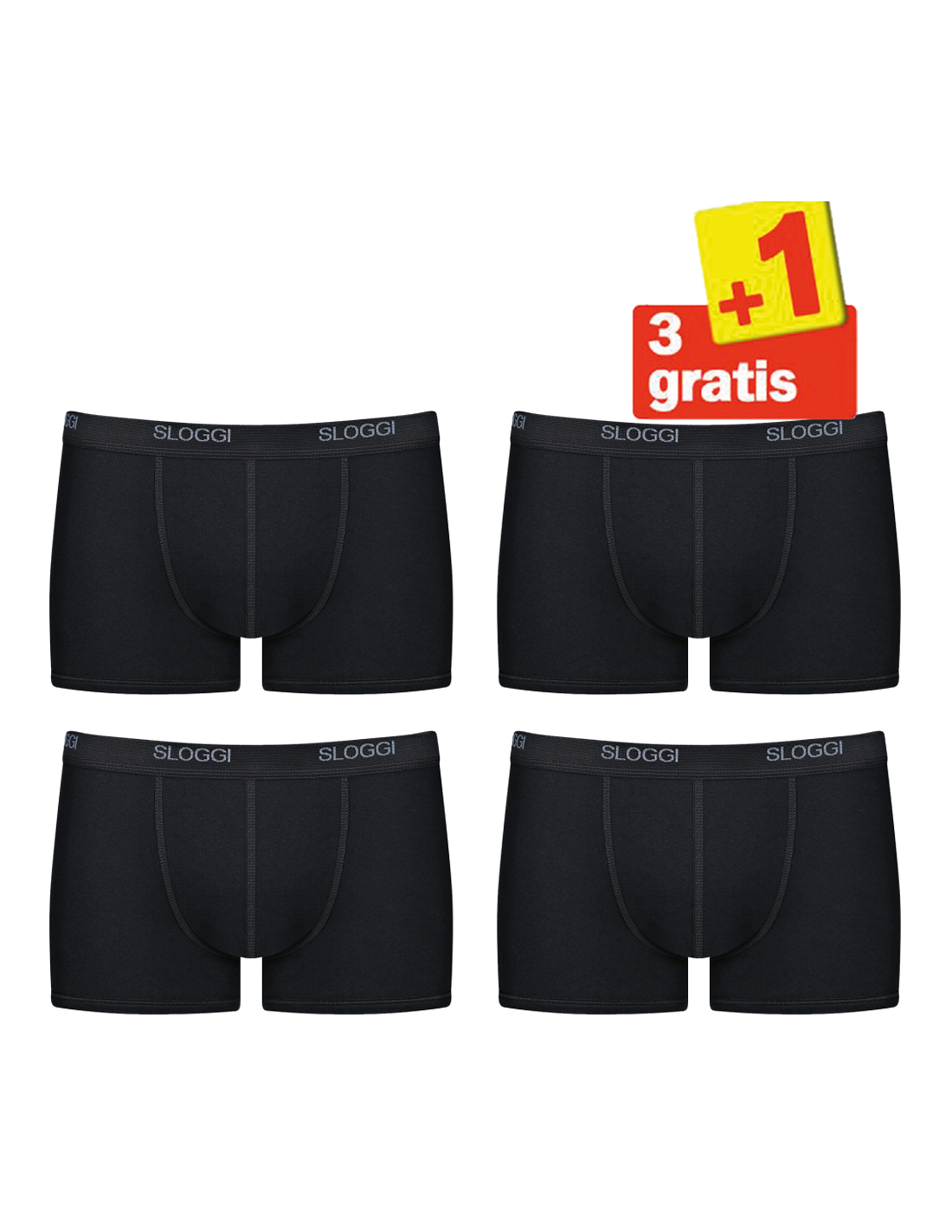 Rationeel jacht letterlijk Sloggi Men Basic Short Zwart 4Pack, 3+1 gratis