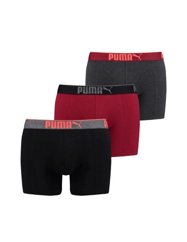 Puma Boxershort Lifestyle 3Pack Grey Black Red