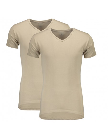 Suaque Long T-Shirt V-Neckshirt 2Pack Khaki