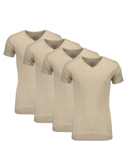 Suaque Long T-Shirt V-Neckshirt 4Pack Khaki