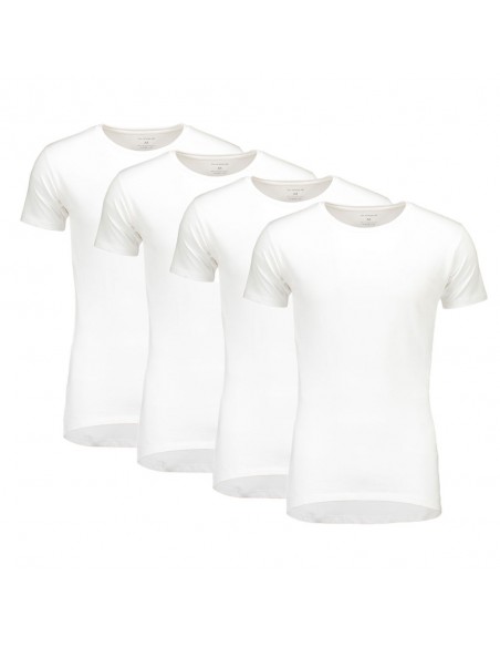 Suaque Long T-Shirt Round Neck Slim-fit 4Pack Wit
