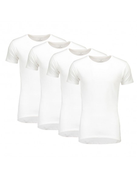Suaque Long T-Shirt Round Neck Slim-fit 4Pack Wit