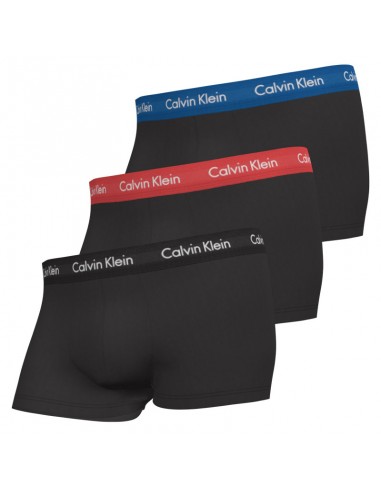 Calvin Klein Ondergoed 3Pack Zwart Blauw Rood Logo Low Rise Trunk