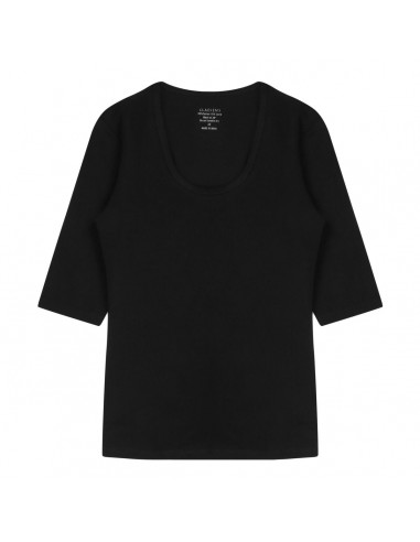 Claesens Dames T-Shirt Zwart 3/4 Mouw
