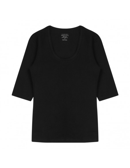 Claesens Dames T-Shirt Zwart 3/4 Mouw