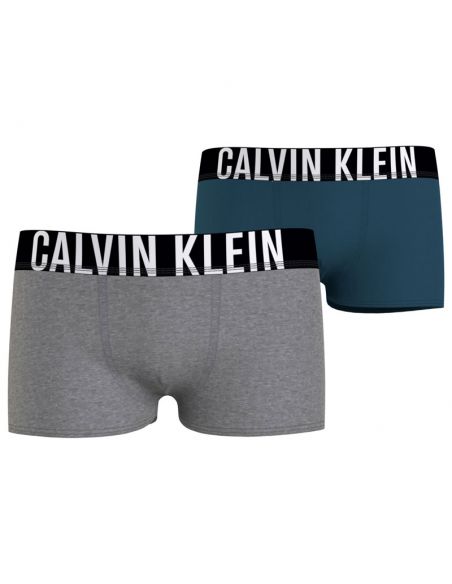 formaat Welkom Worden Calvin Klein Intense Power Grijs Blauw 2Pack Boxershorts Jongens Ondergoed