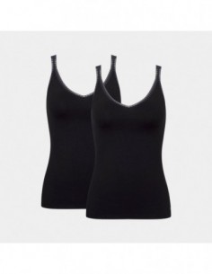 Sloggi Dames GO Organic Spaghetti Top 01 C2P Zwart 2pack