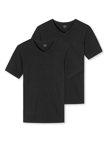 SCHIESSER Uncover Heren V-shirt 2Pack Zwart