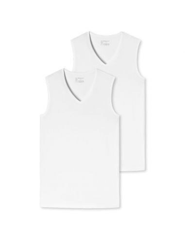 Schiesser Tank Top V-neck 95/5 Organic 2Pack Wit