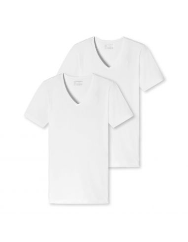 Schiesser V-Shirt 95/5 Organic 2Pack Wit