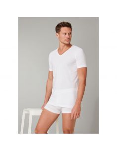 Schiesser V-Shirt 95/5 Organic 2Pack Wit 2