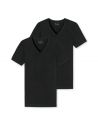 Schiesser V-Shirt 95/5 Organic 2Pack Zwart