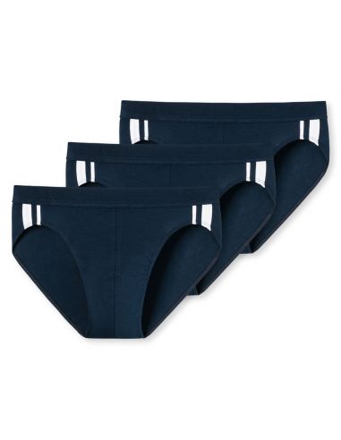 SCHIESSER Rio Slip Stretch 95/5 Organic 3Pack Navy Stripes