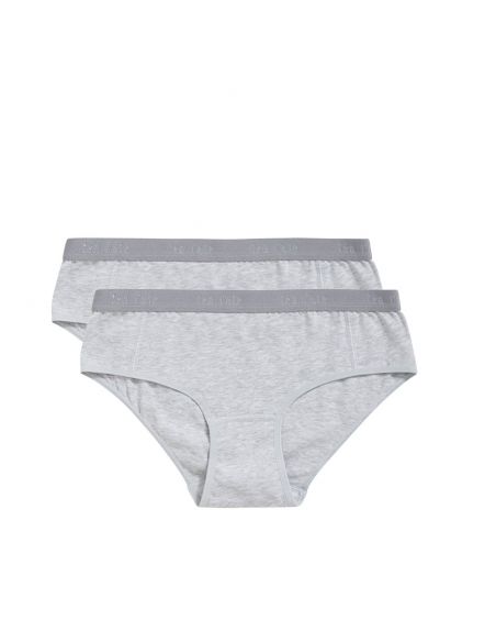 Ten Cate Meisjes Hipster Slip 2Pack Cotton Stretch Light Grey Melee