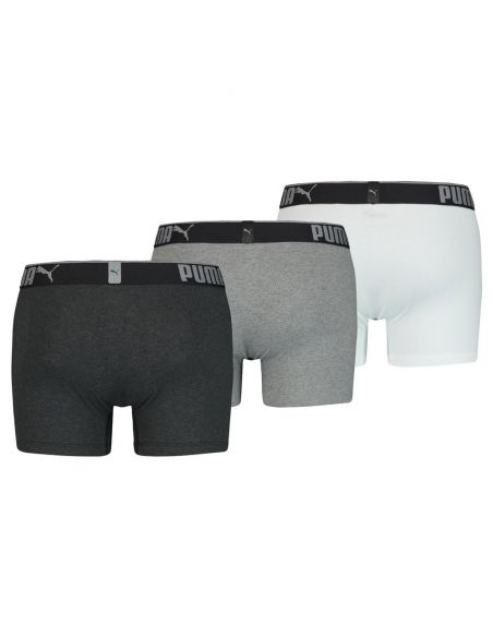 Puma Boxershort Lifestyle 3Pack Grijs Wit Zwart