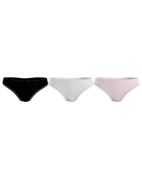 Tommy Hilfiger Women 3Pack Strings Black Ivory Pale Pink