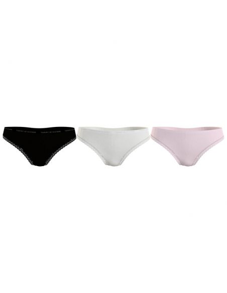 Tommy Hilfiger Women 3Pack Strings Black Ivory Pale Pink